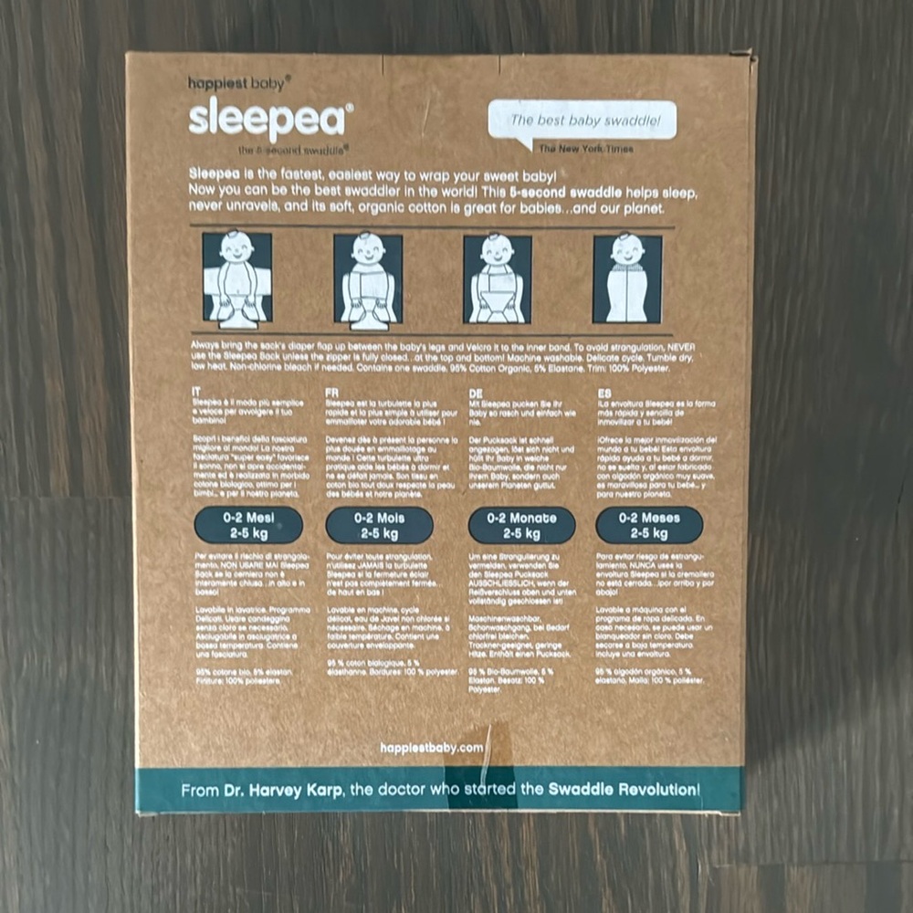 Happiest Baby Sleepea Swaddle Sleep Sack Medium 12-18 lbs Organic Cotton Stars - Picture 8 of 8
